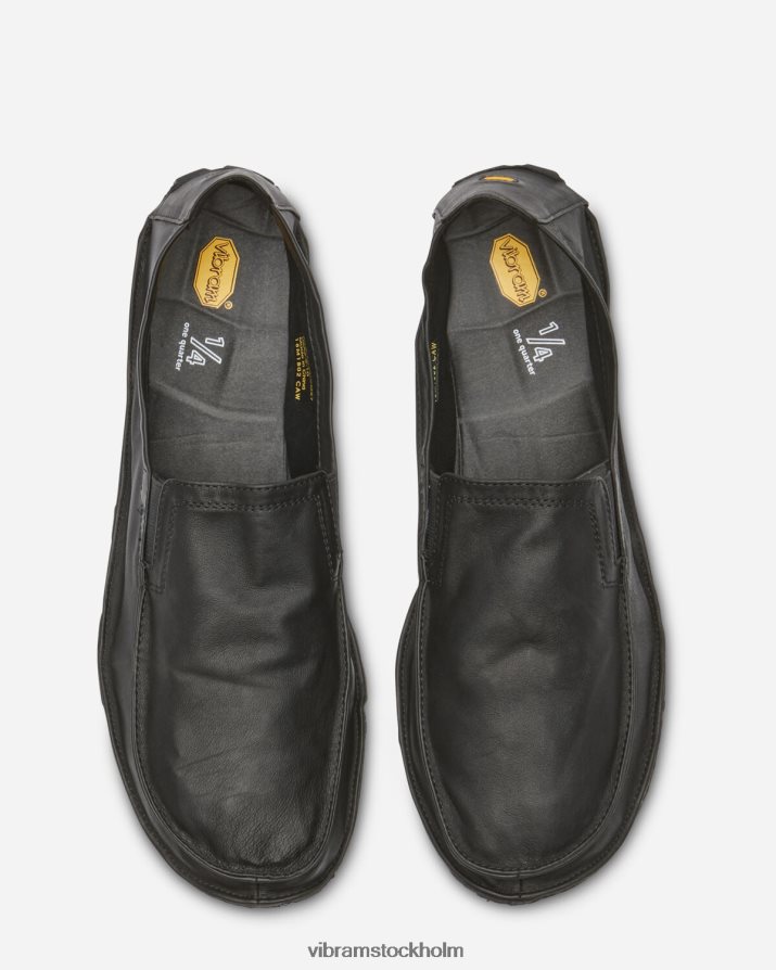 män svart en fjärdedel läder 868HBJ126 Vibram Skodon